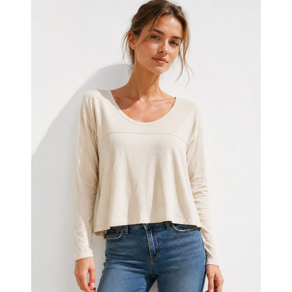 We The Free Cream White Oversized Long Sleeve Top Boho Slouchy Free People M